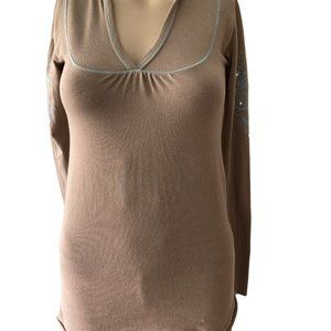 Tail Bait Size S Lightweight Mocha Rhinestone Hoodie